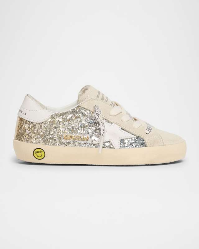 Girl's Super Star Glitter Leather Low-Top Sneakers, Baby/Toddlers